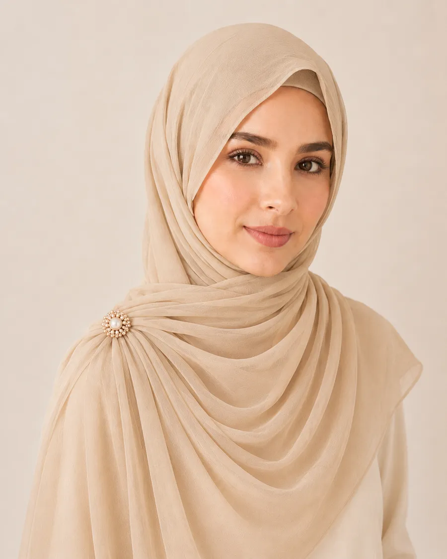 Beige Chiffon Hijab