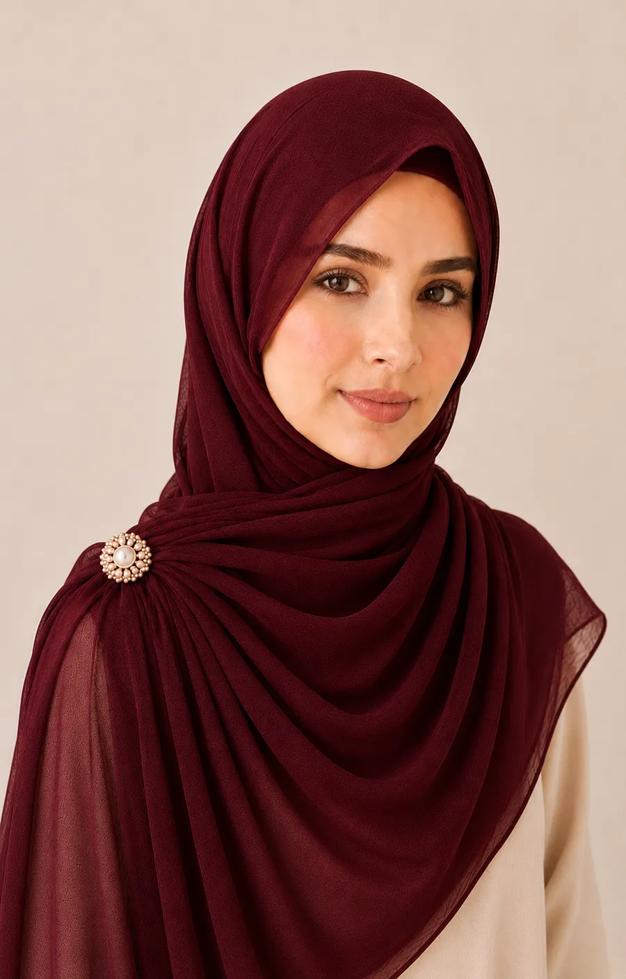 Burgundy Chiffon Hijab