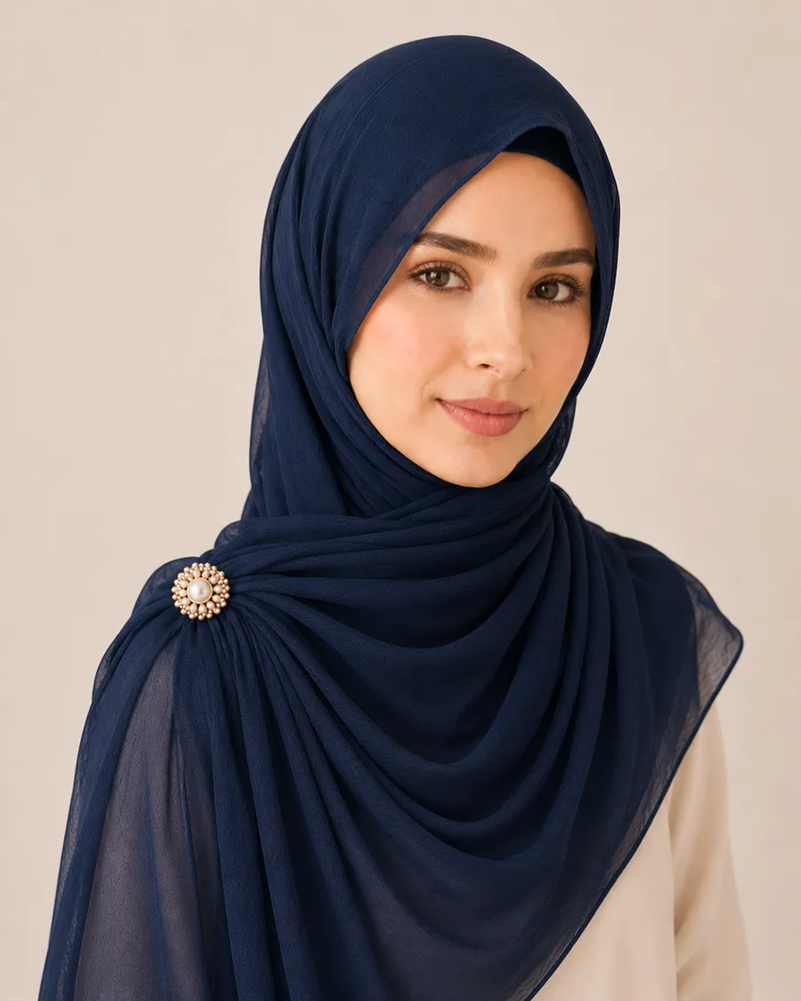 Navy Chiffon Hijab