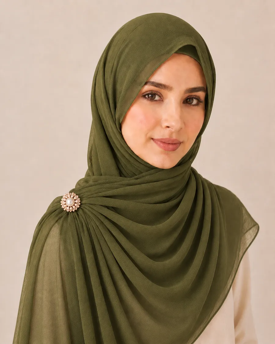 Olive Chiffon Hijab