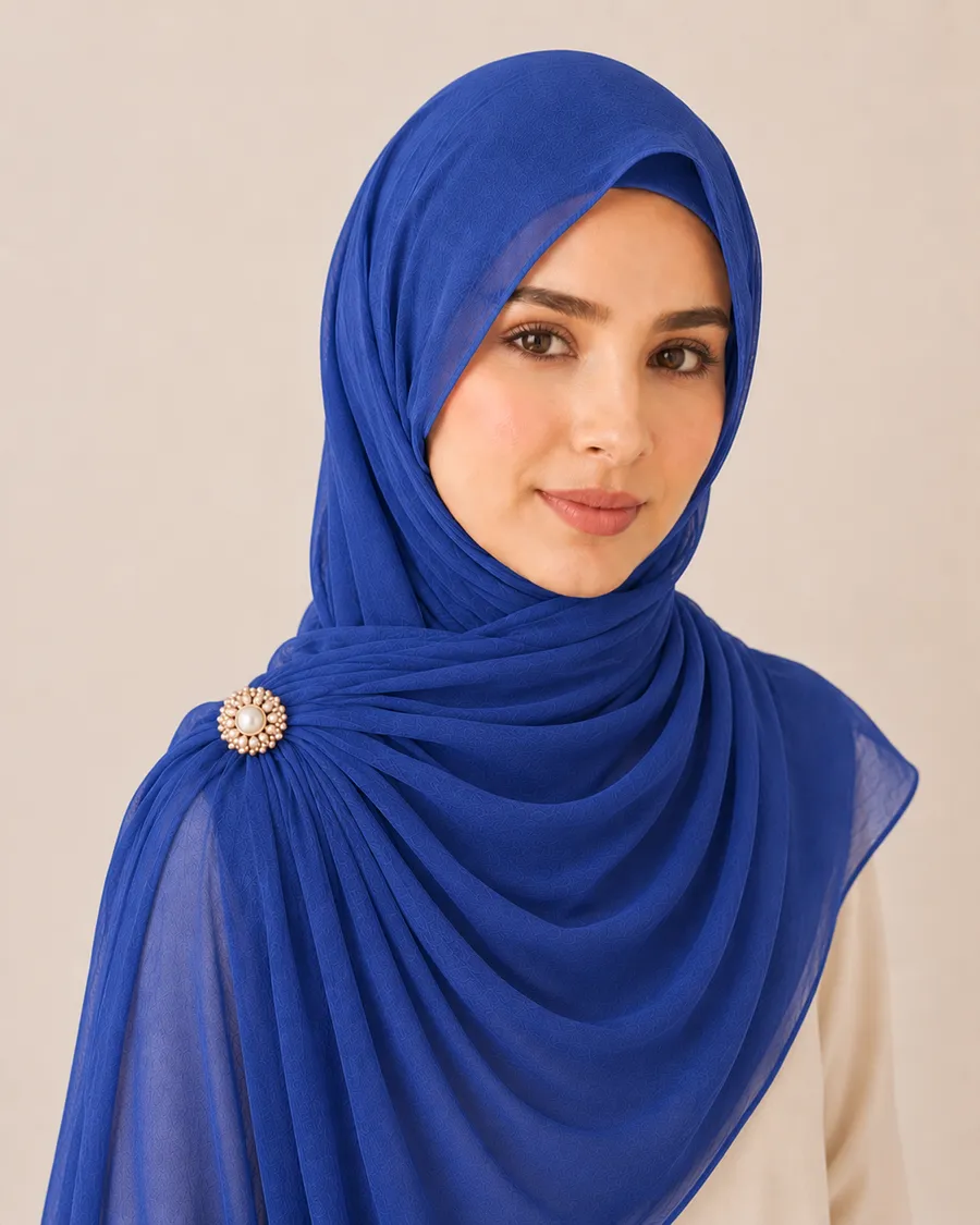 Royal Blue Chiffon Hijab