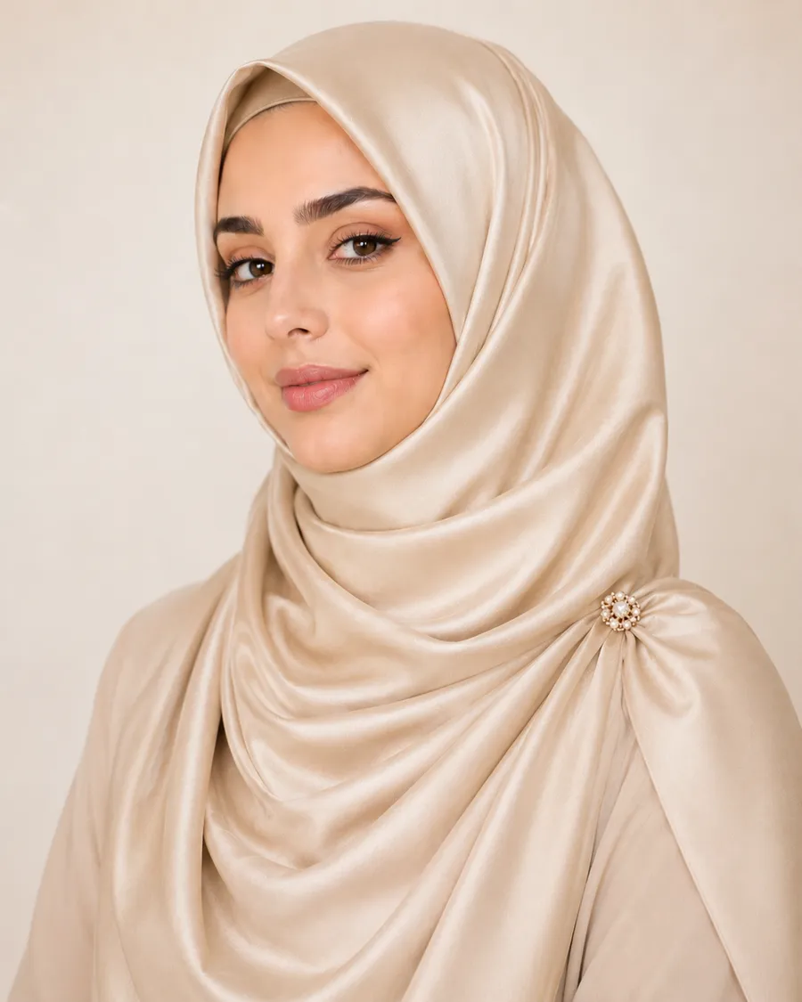 Beige Silk Hijab