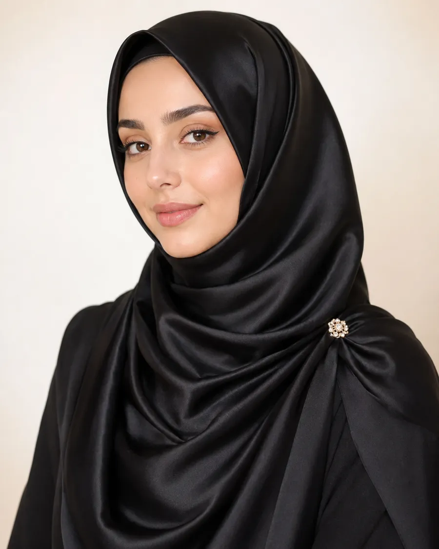 Black Silk Hijab