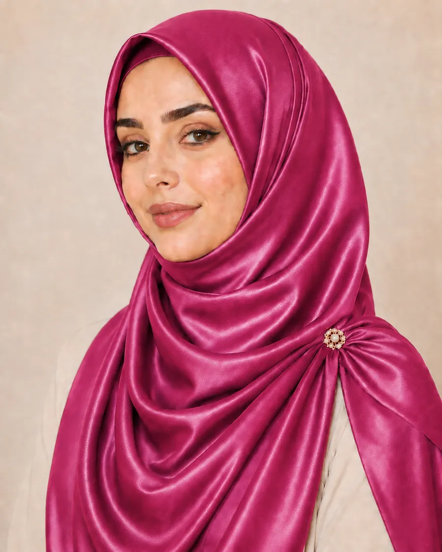 Fuchsia Silk Hijab