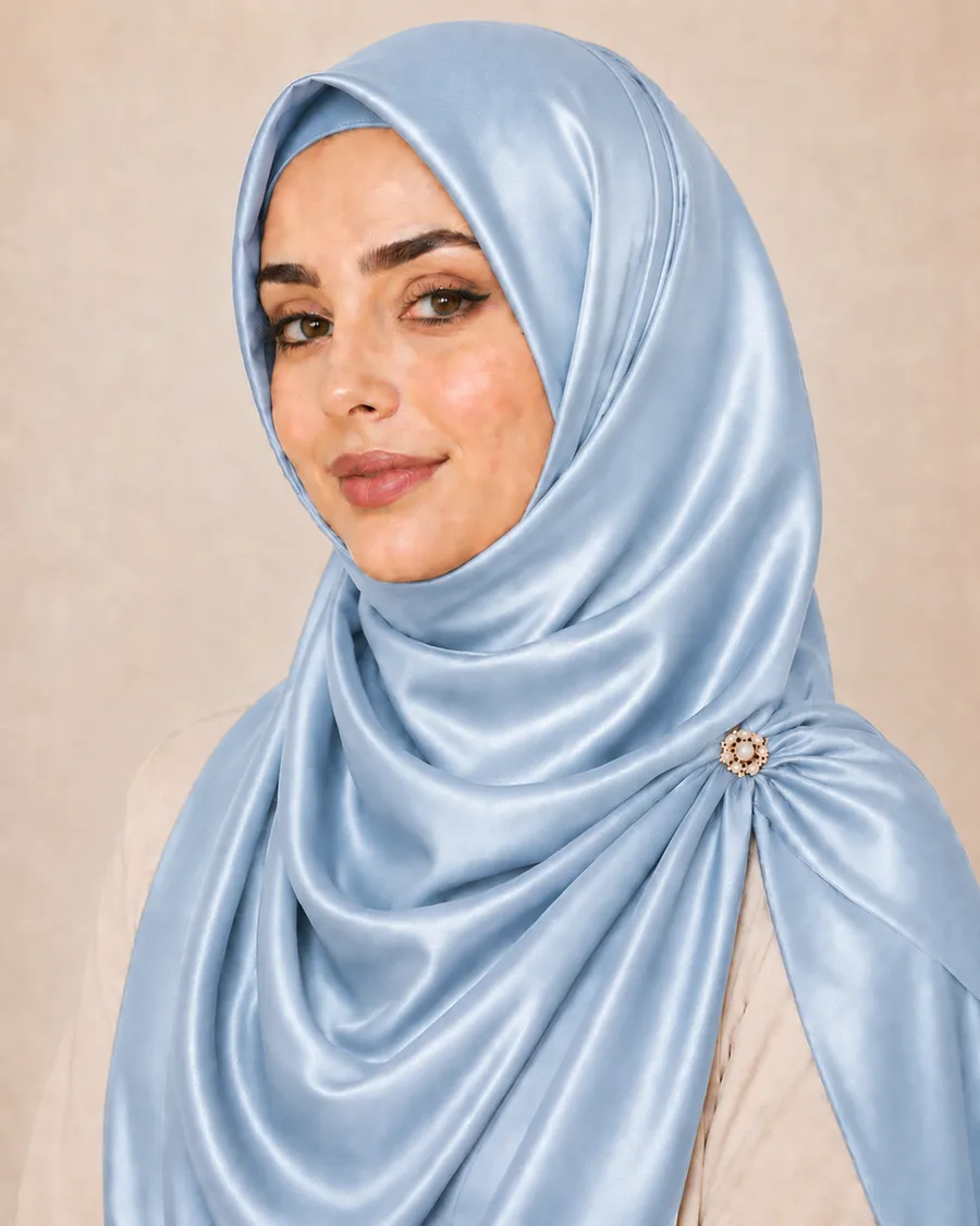 Powder Blue Silk Hijab