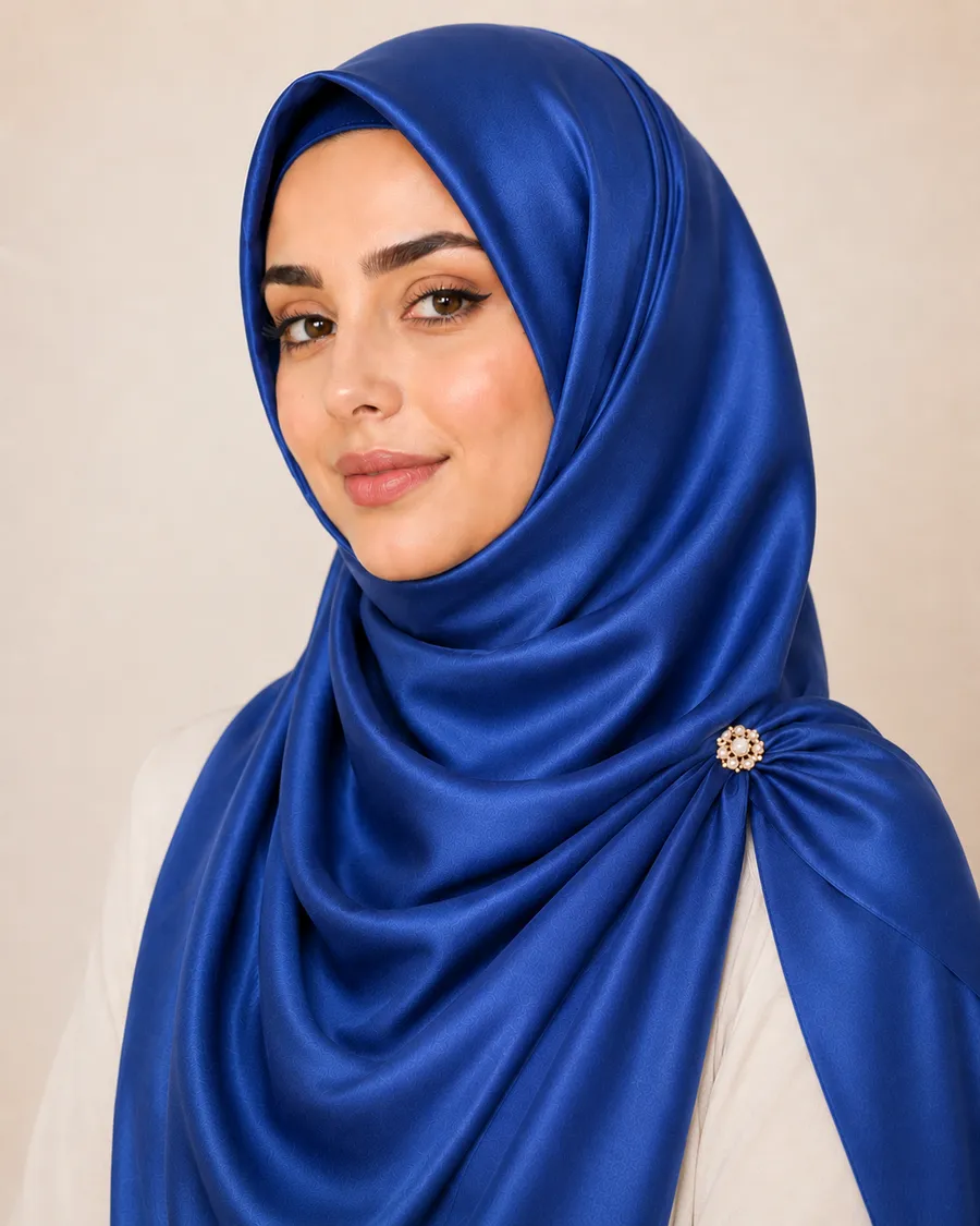 Royal Blue Silk Hijab