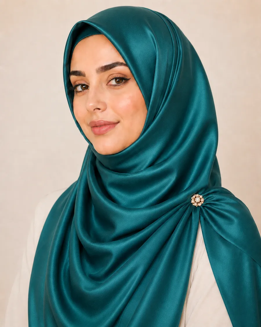 Teal Silk Hijab